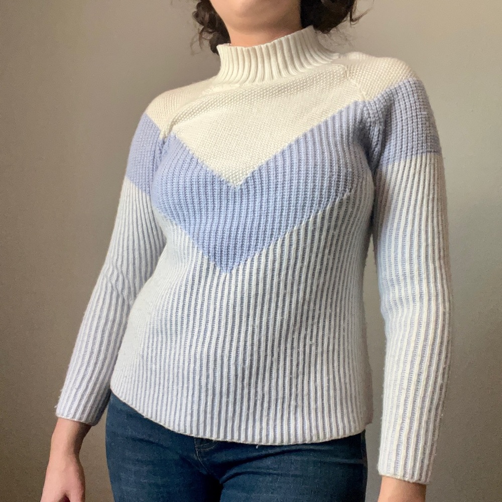 Rue And Willow Lavender Chevron Mockneck Sweater